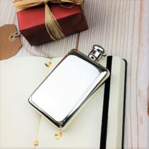 Personalized Sterling Silver Rectangular Hip Flask