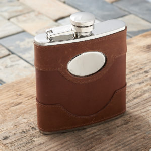 Personalized Spanish Leather Hip Flask
