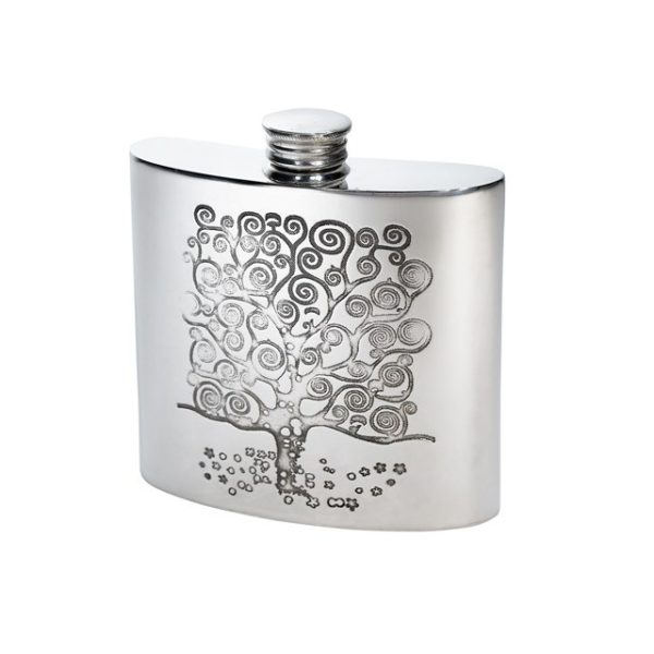 Personalized 4 oz Tree of Life Tree Pewter Kidney Flask