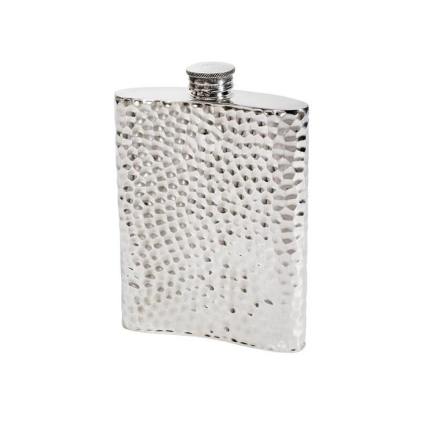 Personalized 6 oz Hammered Pewter Kidney Hip Flask