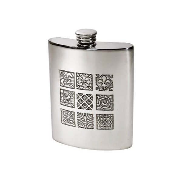 Personalized 6 oz Medieval Pewter Kidney Hip Flask