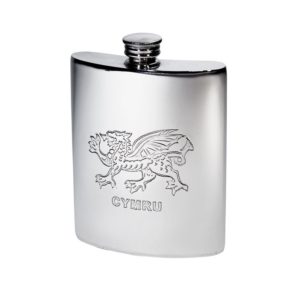 The Personalized 6 oz Welsh Dragon Pewter Kidney Hip Flask