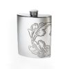 Personalized 6 oz Acanthus Pattern Pewter Kidney Hip Flask