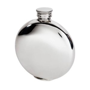 Personalized 4 oz Round Plain Pewter Hip Flask