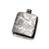 Personalized Peacock Pattern 4 oz Pewter Pocket Hip Flask