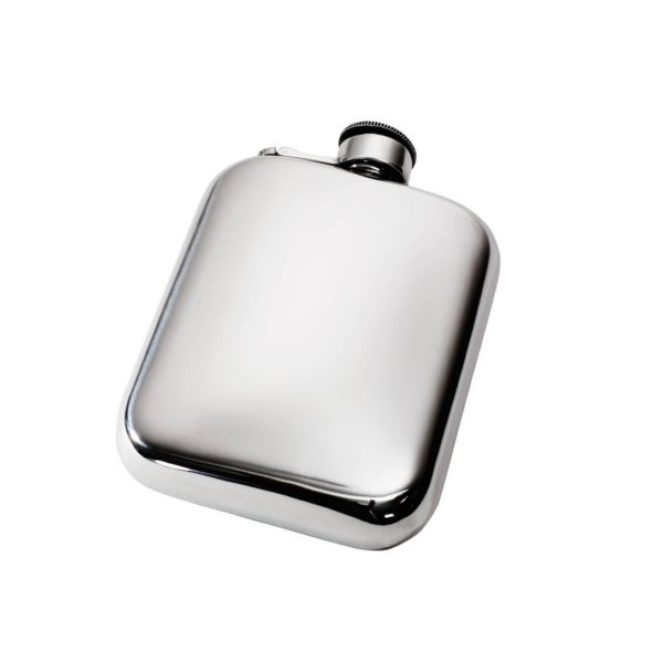 Personalized 6 oz Plain Pewter Pocket Hip Flask with Captive Top
