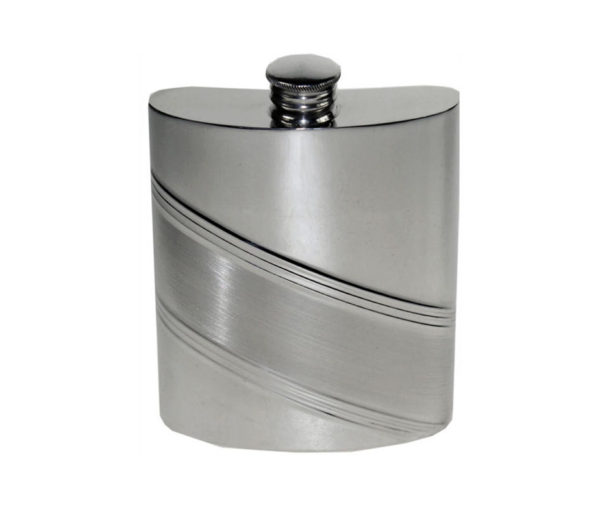 Personalized Diagonal Stripe Hip Flask with Free Engraving