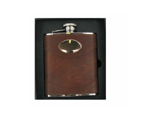 6oz Premium Spanish Leather Engraved Hip Flask with Free Engraving