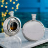 Round Window Hip Flask with Presentation Box, FREE ENGRAVING & Personalisation. Personalized Hip Flask.