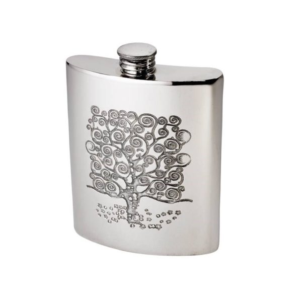 Personalized 6 oz Tree of Life Tree Pewter kidney Hip Flask